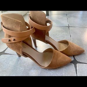 Joe’s wrap around d’orsay suede heels